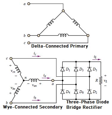 3 phase diode bridge rectifier formula